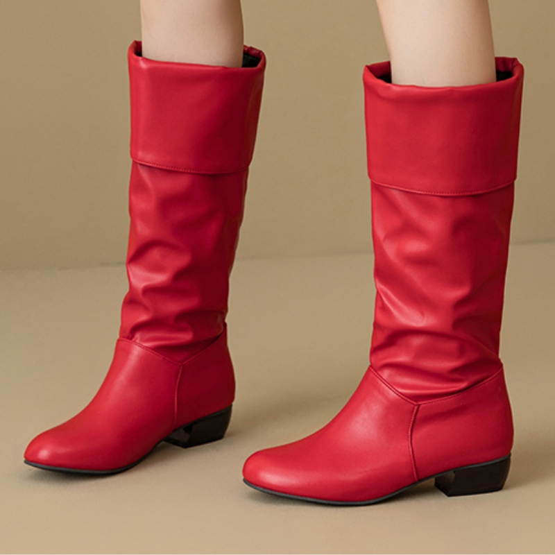 Waterproof Winter Boot - 슬립온 니하이 부츠 플리츠 가을 신발