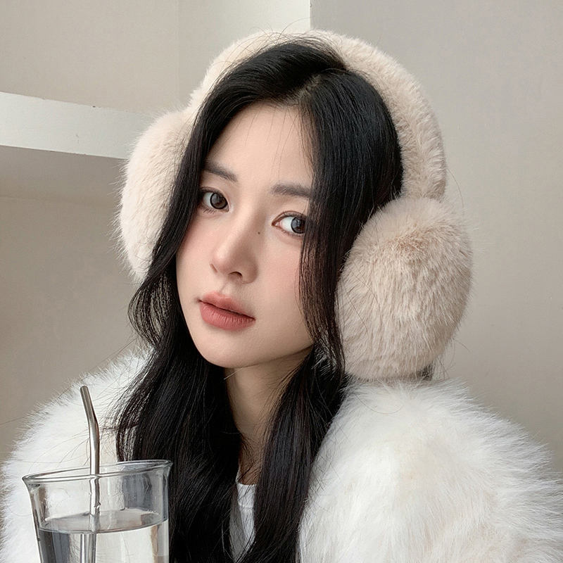 Earmuffs Foldable - 단색 부드러운 플러시 이어 워머, 따뜻한