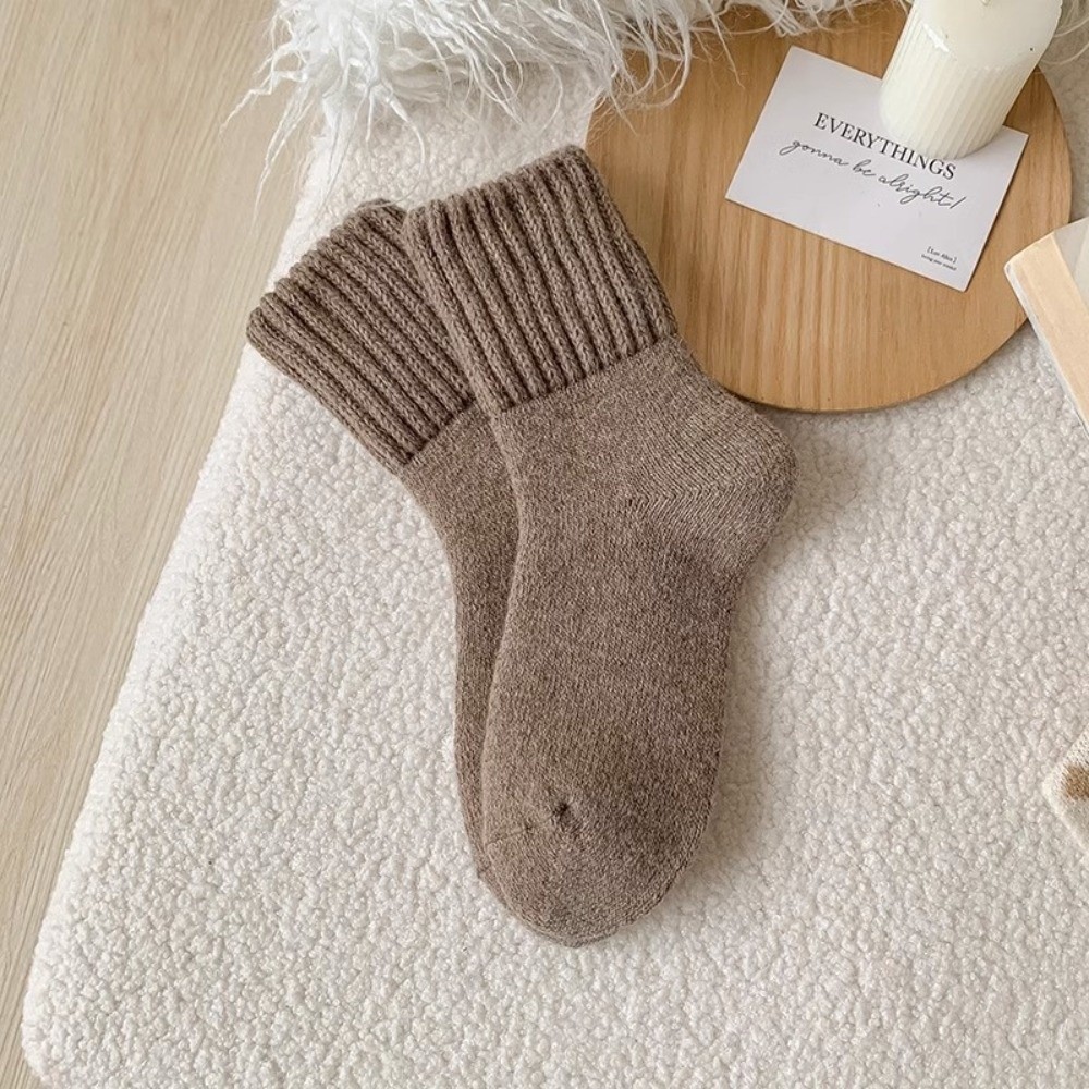 Thermal Sock Wool - 창의적인 단색 두꺼운 양모 양말 편안한