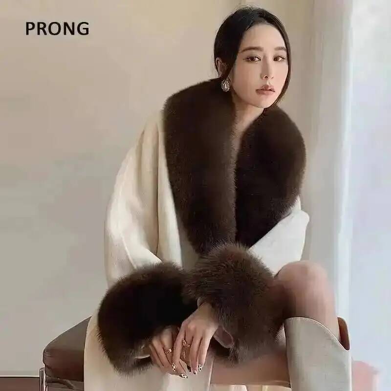 Shawl Wrap Winter - 100% 진짜 여우 모피 칼라 겨울