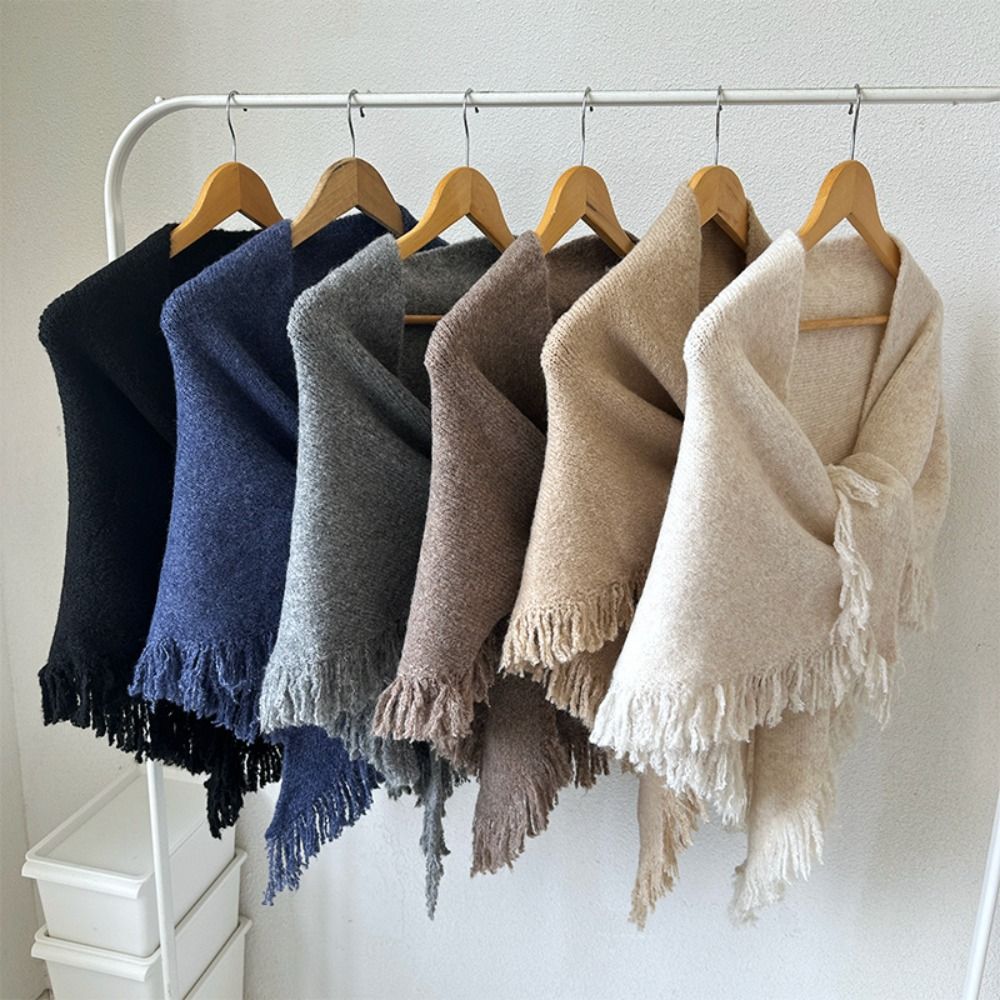Shawl Wrap Winter - 고품질 겨울 삼각형 목도리 니트 두꺼운