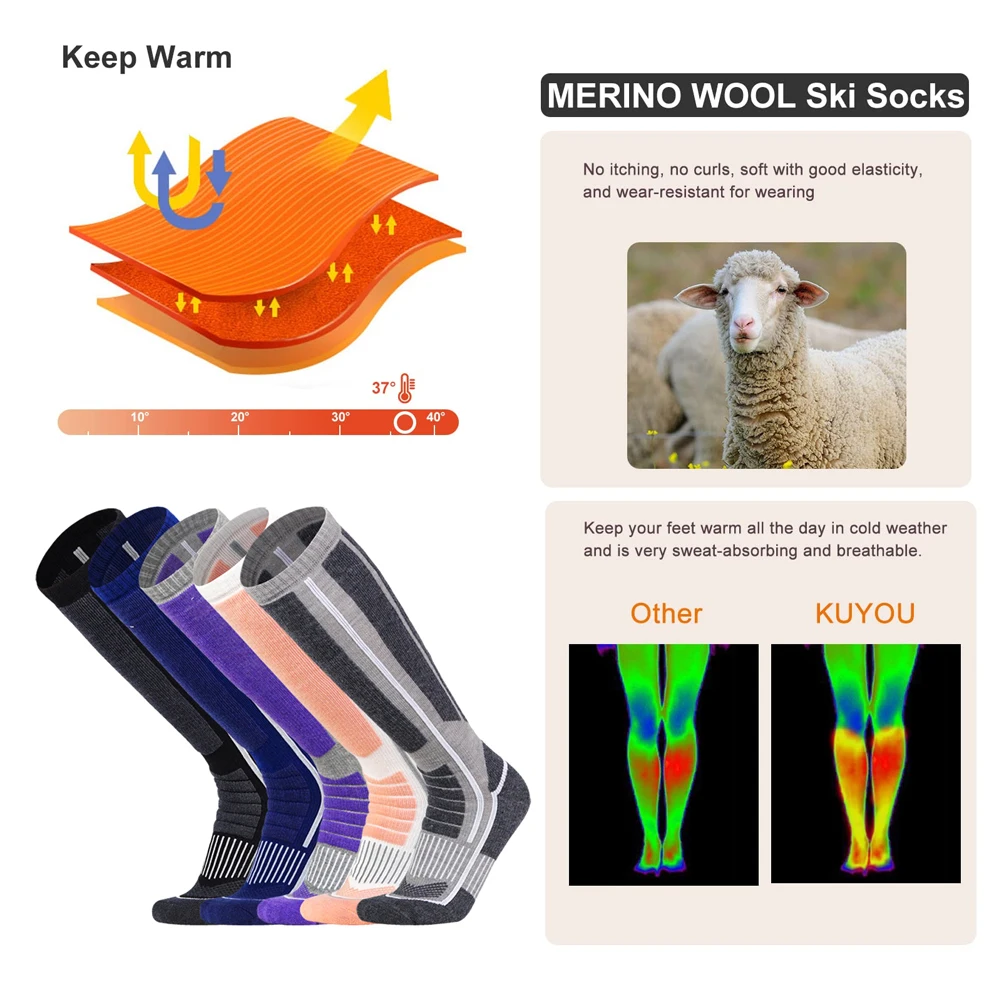 XQQMXX 남녀공용 스키 양말, 온열 무릎 높이, 따 - Thermal Sock Wool 리뷰 및 가격