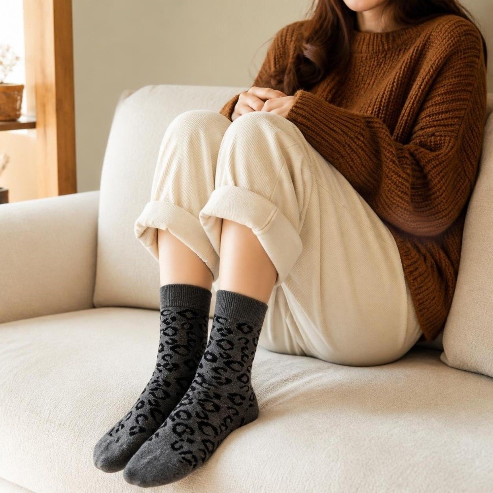 고탄성 보온 울 양말 레오파드 프린트 중간 길이 두꺼운 - Thermal Sock Wool 리뷰 및 가격
