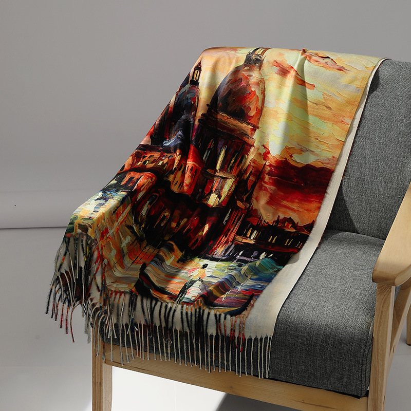 여성을위한 럭셔리 브랜드 유화 캐시미어 스카프 따뜻한  - Wool Scarf Men 리뷰 및 가격